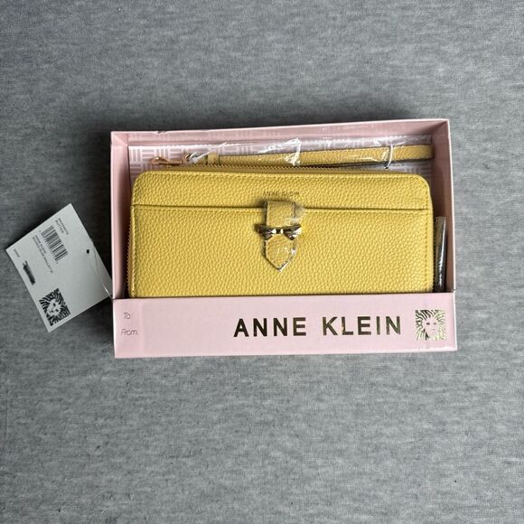 Anne Klein Butter Slim Zip Around Wallet  Chartreuse  NWT - Picture 1 of 5